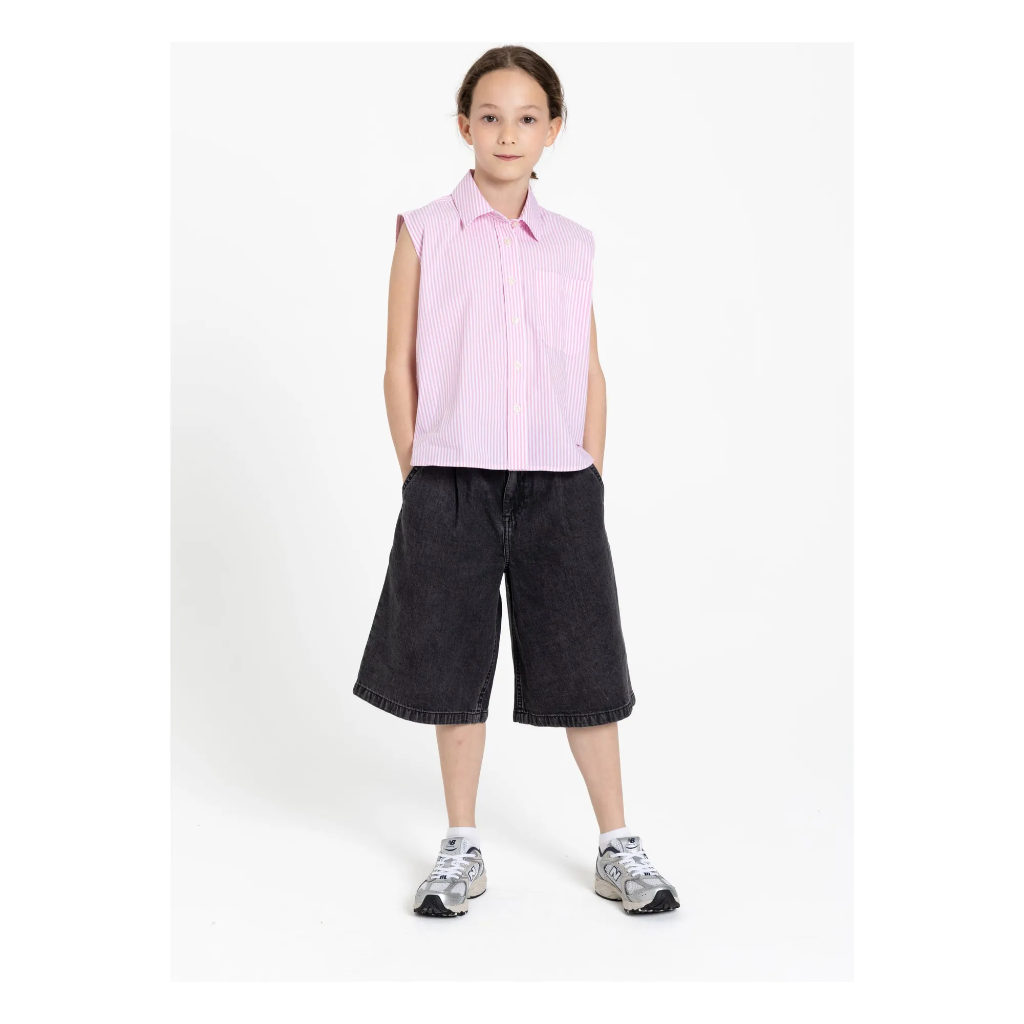 Chemise Sans Manches Ella Rayée | Rose pâle- Image produit n°5