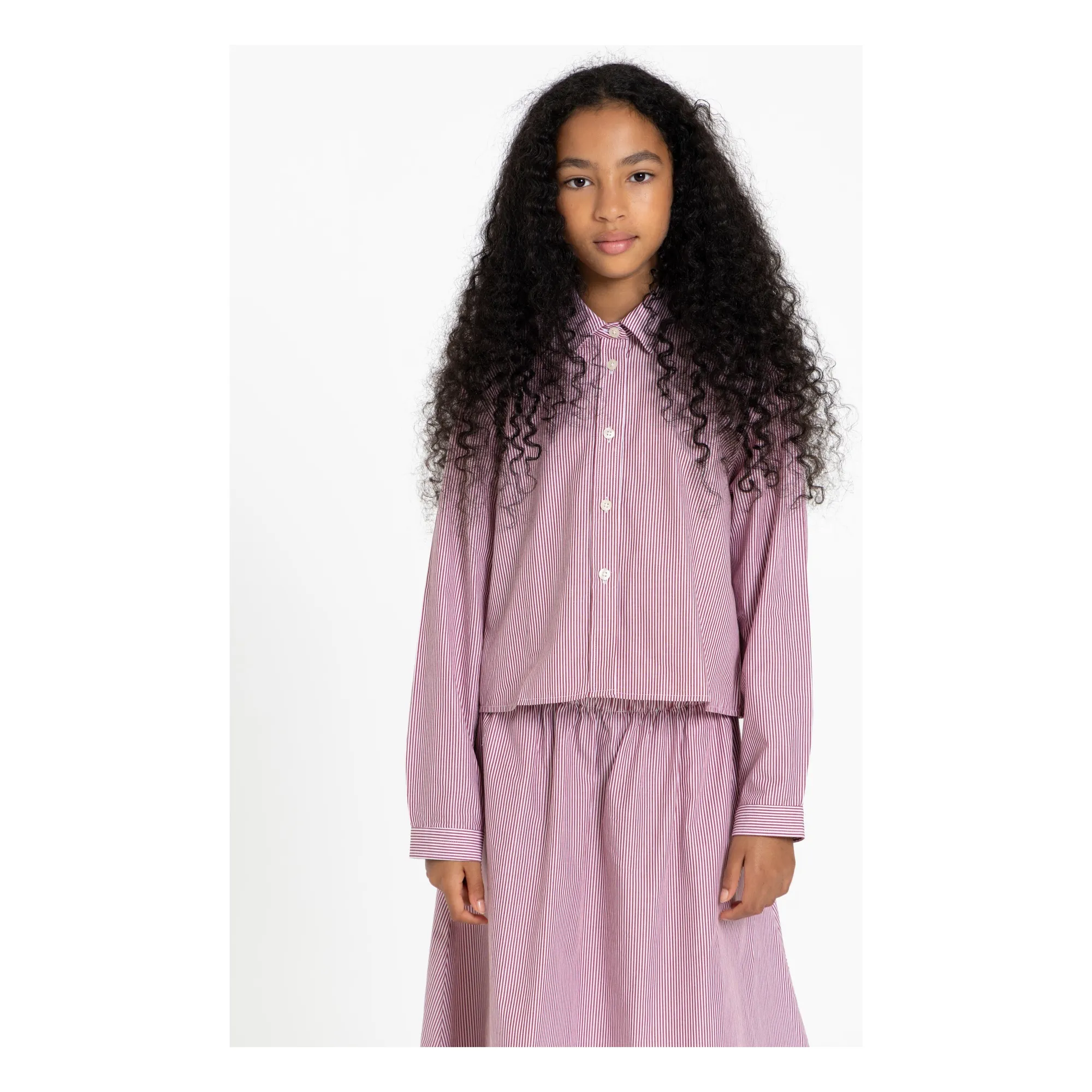 Chemise Courte Crush Rayée | Brique- Image produit n°1