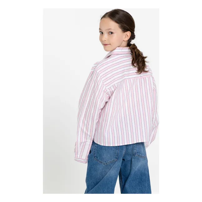 Chemise Courte Crush Rayée | Rose pâle