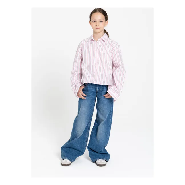 Chemise Courte Crush Rayée | Rose pâle