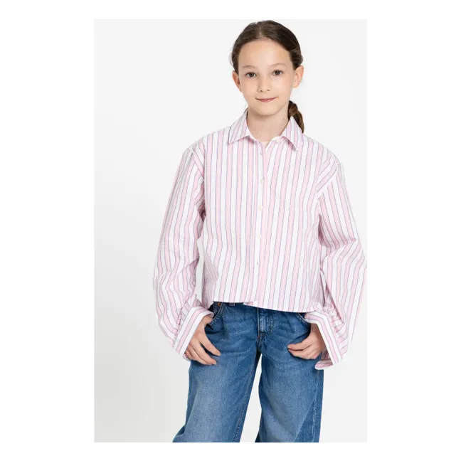 Chemise Courte Crush Rayée | Rose pâle