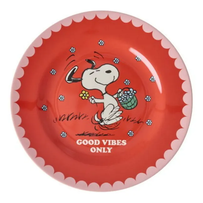 Plato de melamina Good Vibes Only - Arroz x Snoopy | Rojo