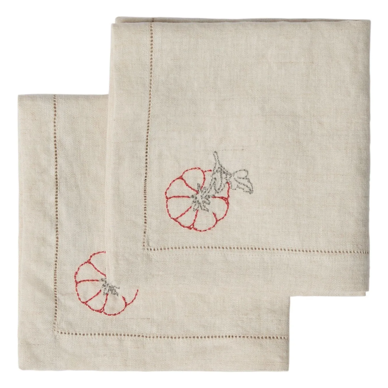 Garbo&Friends Beige Linen Embroidered Napkins - Set Of 2