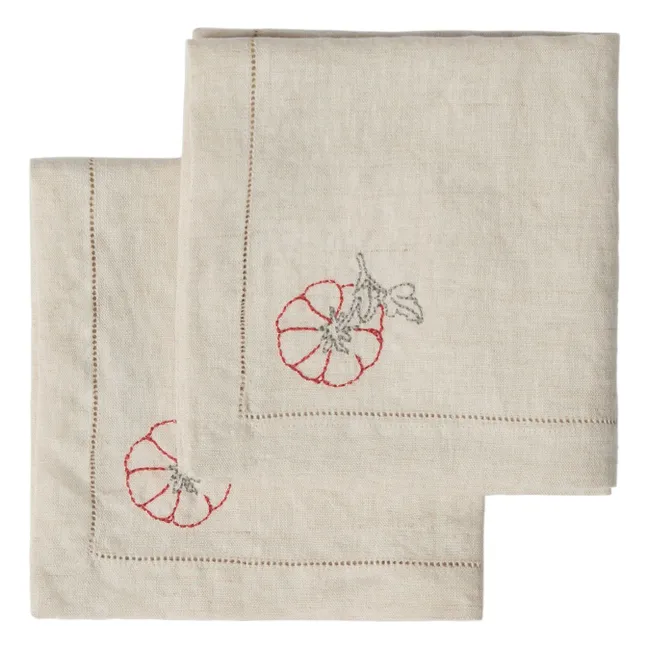 Serviettes de table brodées en lin - Set de 2
