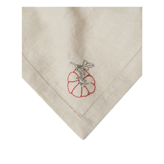 Serviettes de table brodées en lin - Set de 2