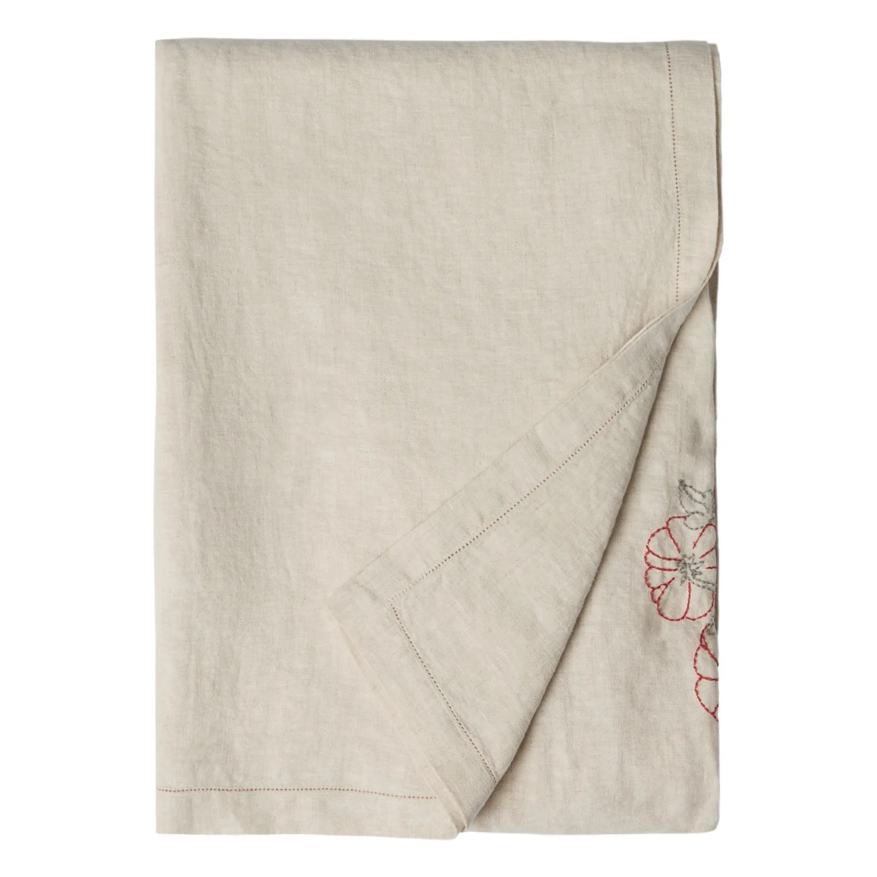 Garbo&Friends Beige Linen Embroidered Tablecloth