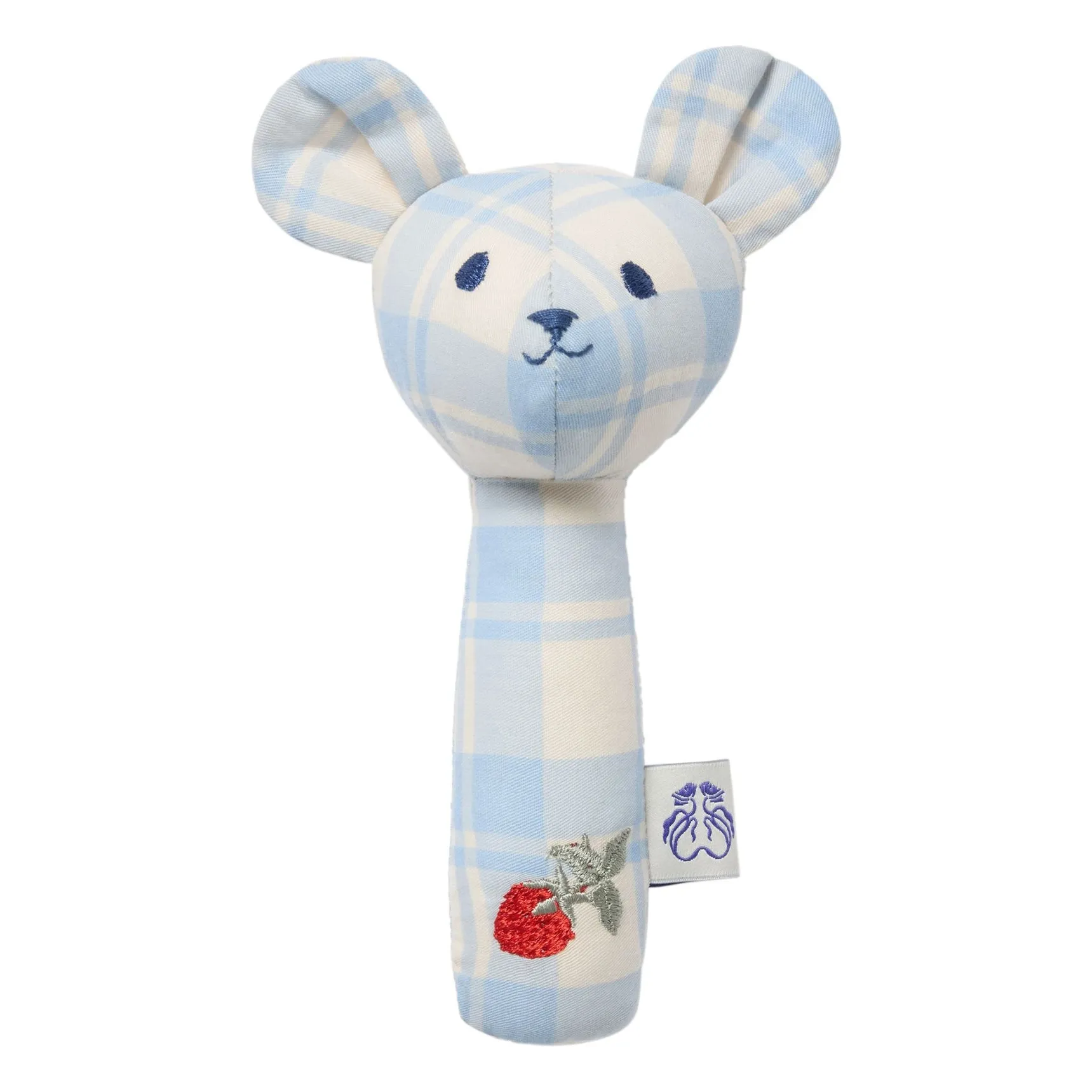 Garbo&Friends Light Blue Plaid Sky Teddy Bear Rattle