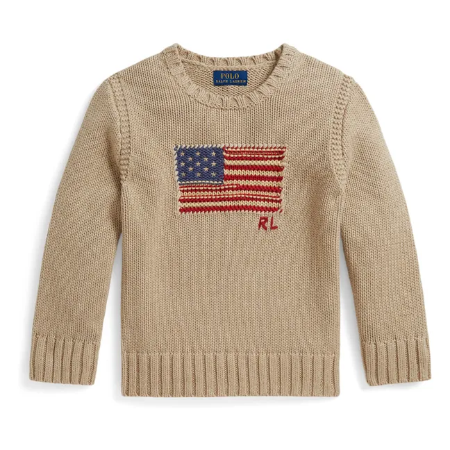 Pull Drapeau Américain | Beige