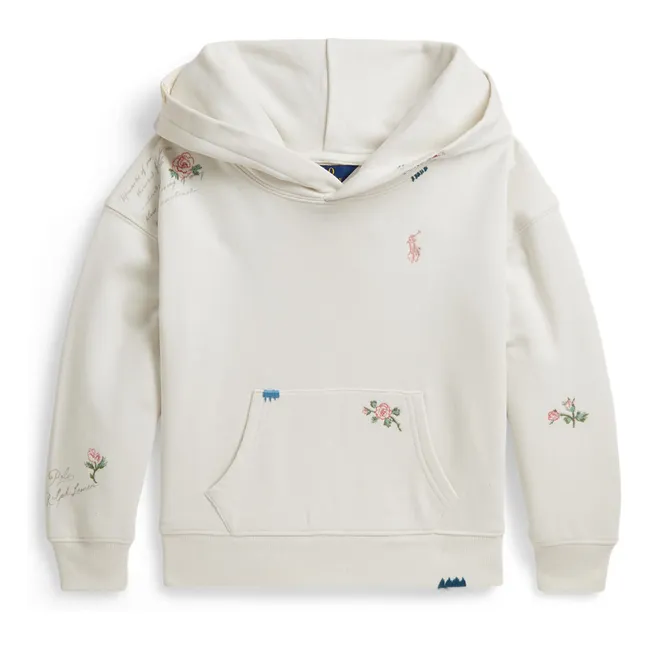 Sweat Capuche Fleurs | Blanc