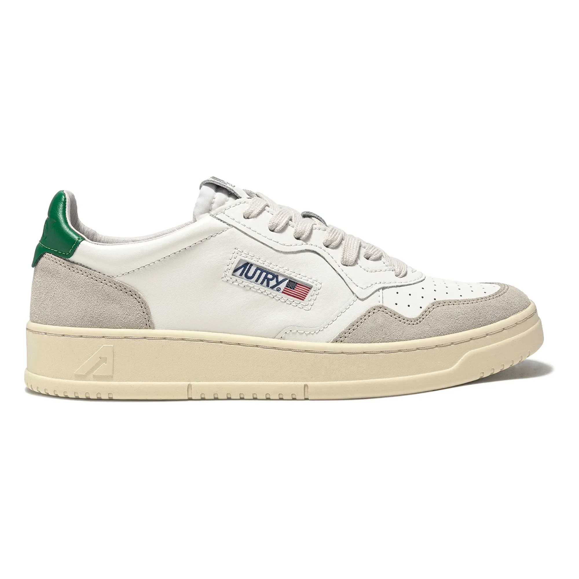 Autry Green Medalist Low Leather And Suede Sneakers