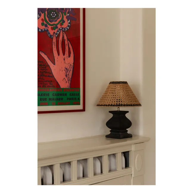 Lámpara de mesa de lino Shiva | Crema