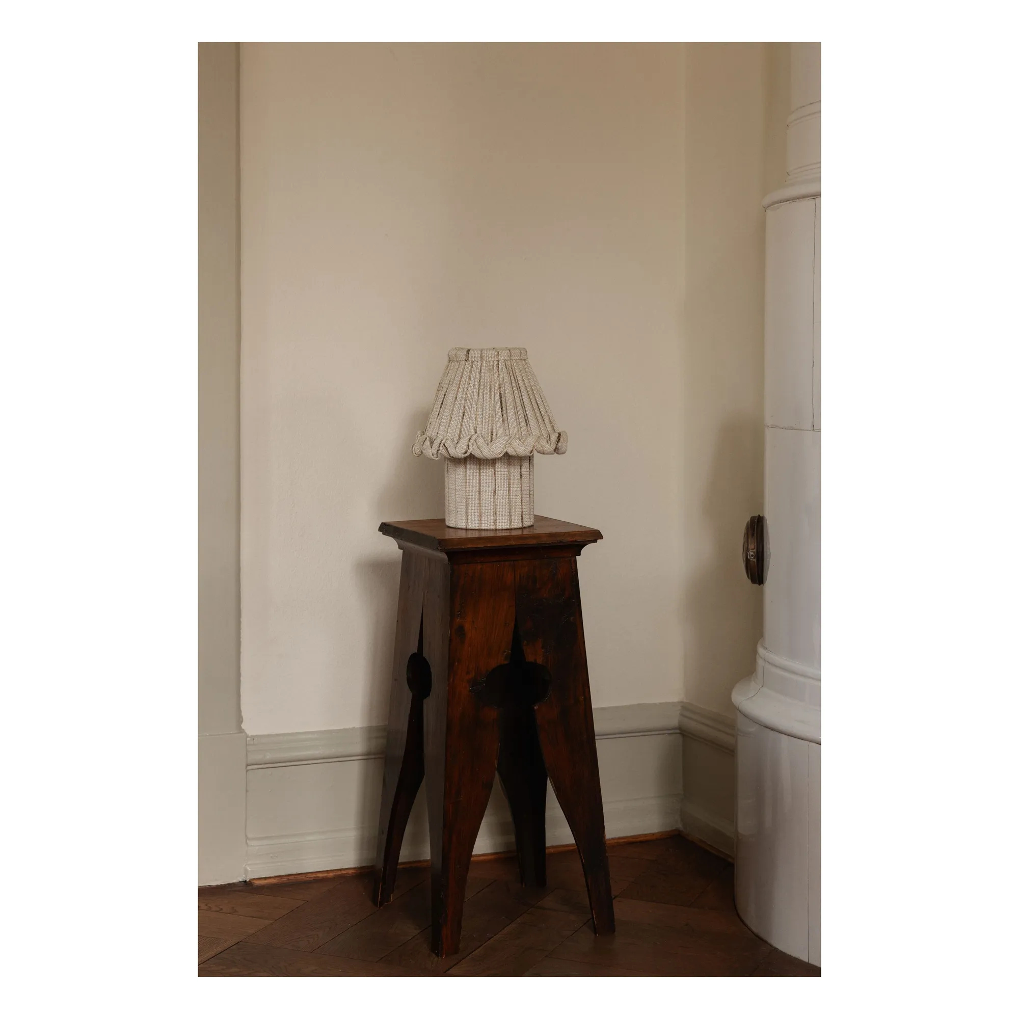 Lampe de table en lin Shiva | Crème- Image produit n°1