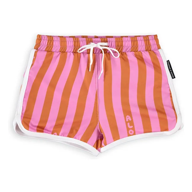 Short de Bain Anti-UV Aloha Stripes Trunk Fibres Recyclées | Rose