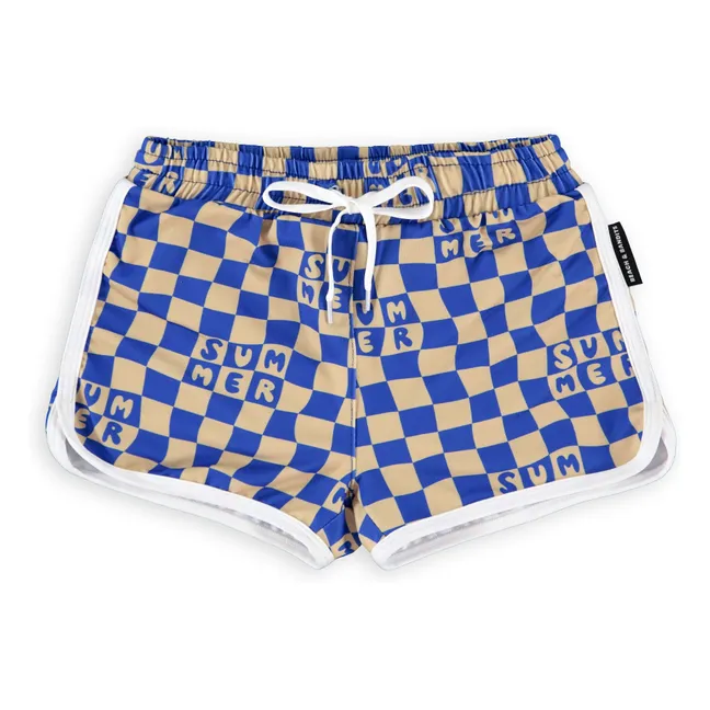 Short de Bain Anti-UV Checkered Summer Trunk Fibres Recyclées | Bleu