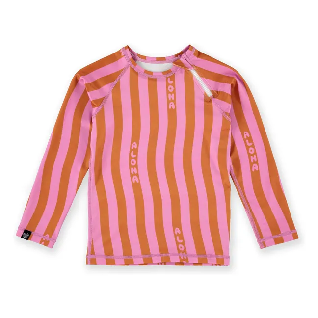 T-shirt Anti-UV Aloha Stripes Fibres Recyclées | Rose