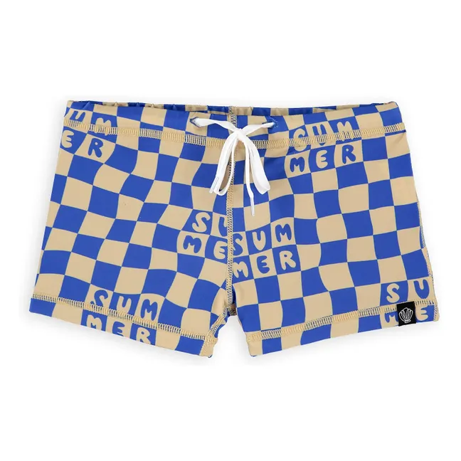 Short de Bain Anti-UV Checkered Summer Fibres Recyclées | Bleu