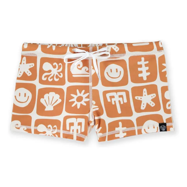 Short de Bain Anti-UV Sea Smiley Fibres Recyclées | Rouille