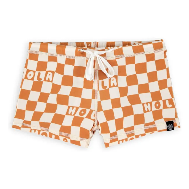 Short de Bain Anti-UV Checkered Hola Fibres Recyclées | Ivoire