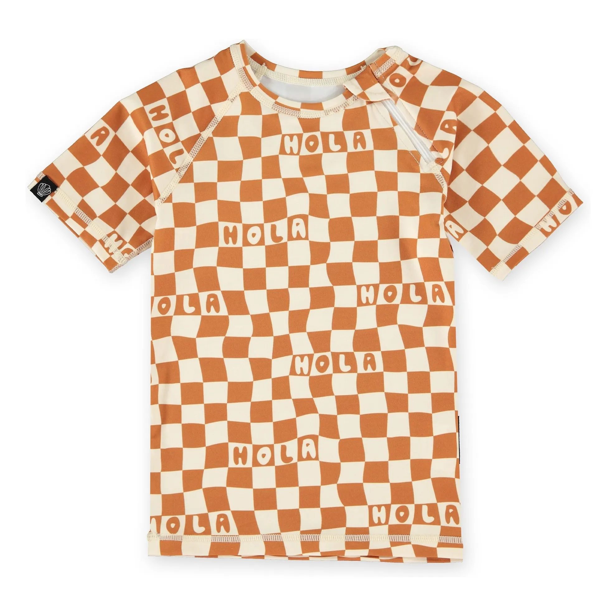 T-shirt Anti-UV Checkered Hola Fibres Recyclées | Ivoire- Image produit n°0
