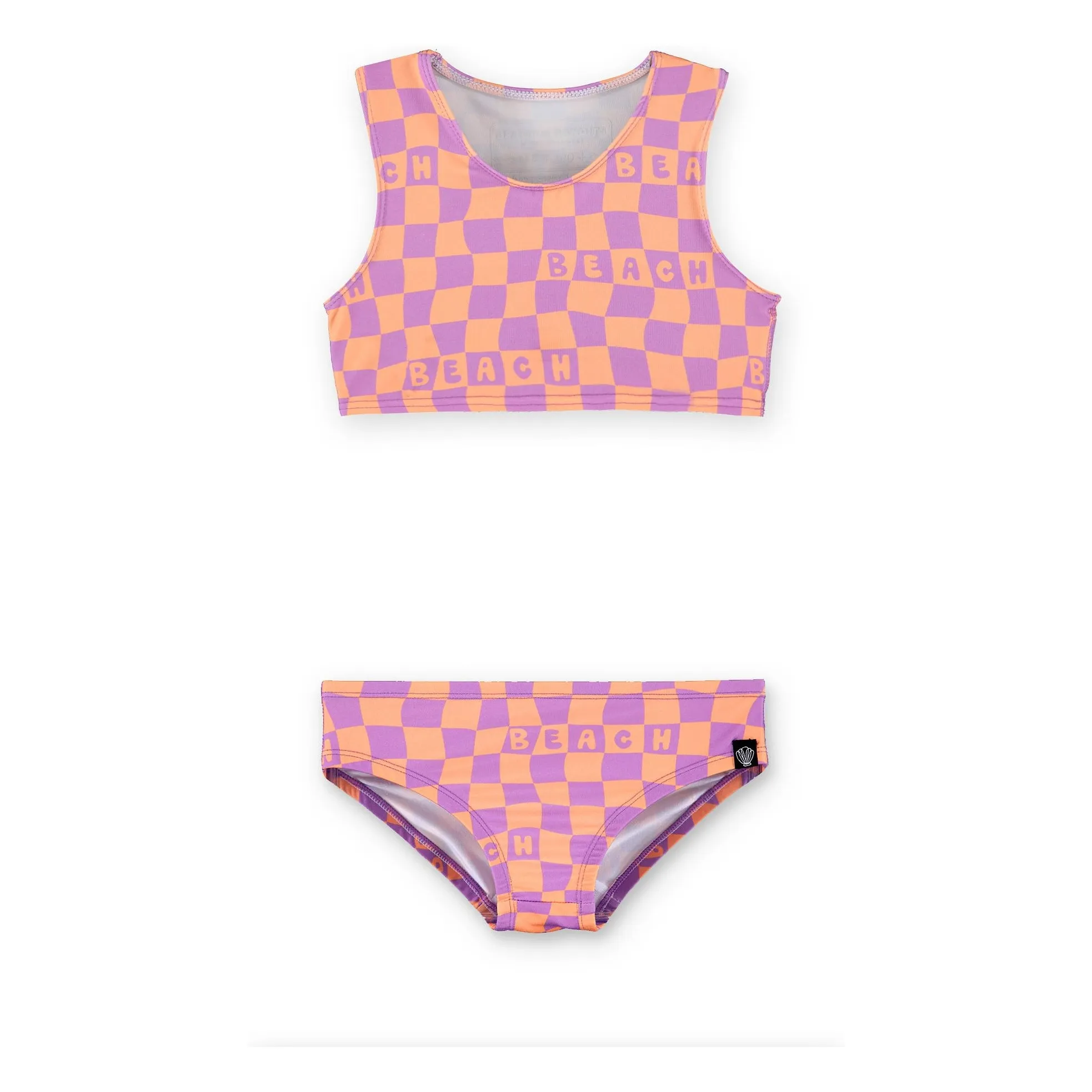 Maillot de Bain 2 Pièces Anti-UV Checkered Beach Fibres Recyclées | Violet- Image produit n°0