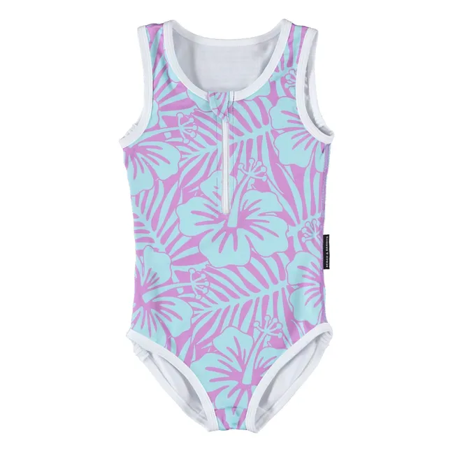 Maillot 1 Pièce Anti-UV Hibiscus Fibres Recyclées | Violet