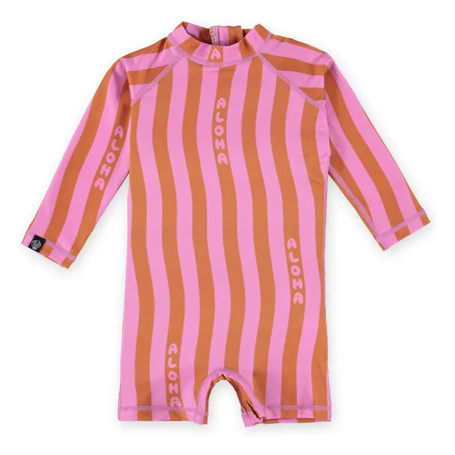 Aloha Stripes Tuta in fibre riciclate con protezione UV  | Rosa