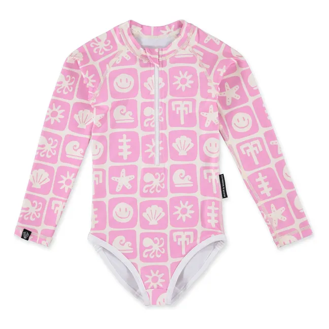 Maillot de Bain Anti-UV Sea Smiley Fibres Recyclées  | Rose