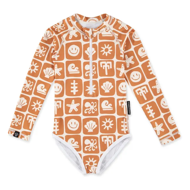 Maillot de Bain Anti-UV Sea Smiley Fibres Recyclées  | Rouille