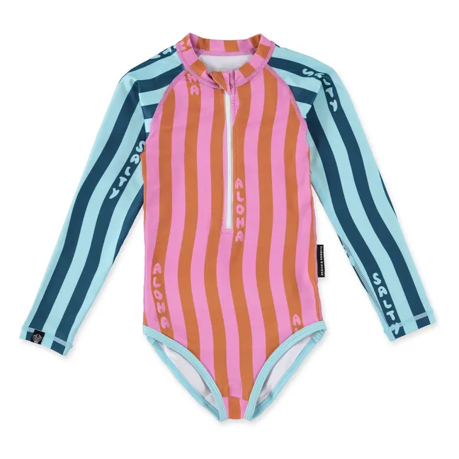 Badeanzug Anti-UV Salty Stripes Recycelte Fasern   | Navy