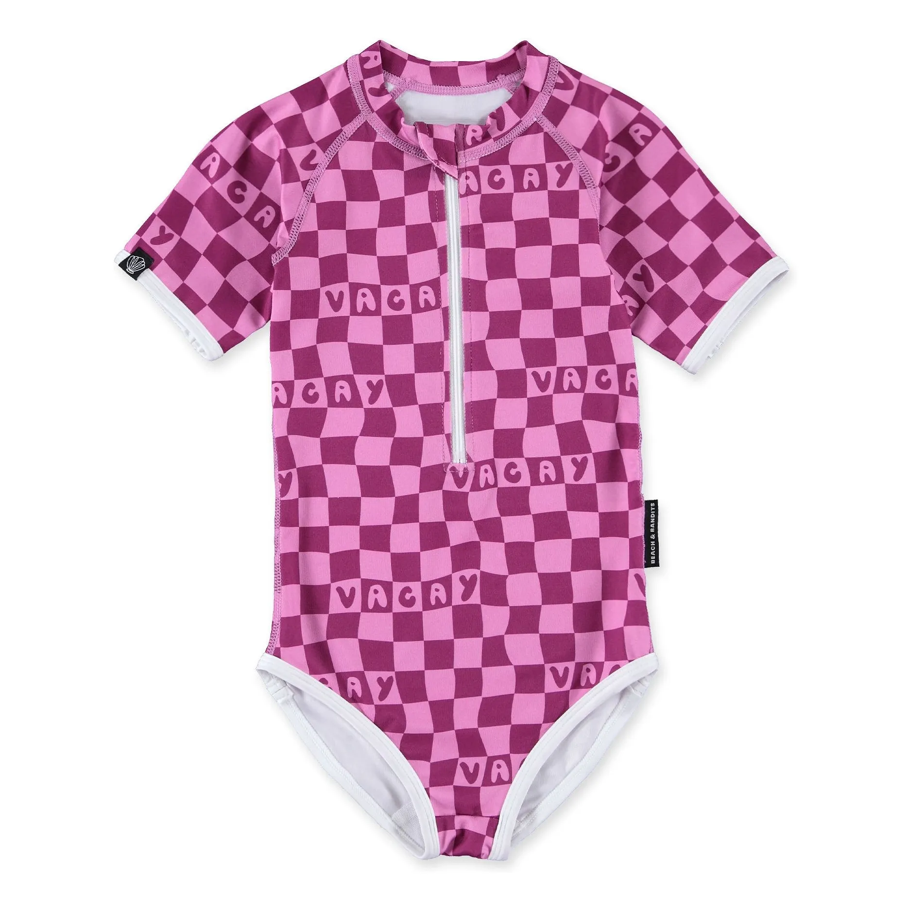 Maillot de Bain Anti-UV Checkered Vacay Fibres Recyclées  | Rose fuschia- Image produit n°0