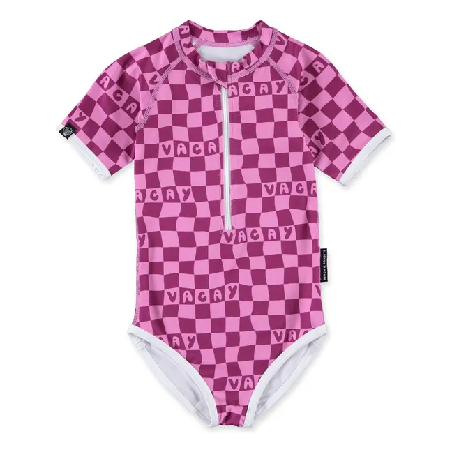 Maillot de Bain Anti-UV Checkered Vacay Fibres Recyclées  | Rose fuschia