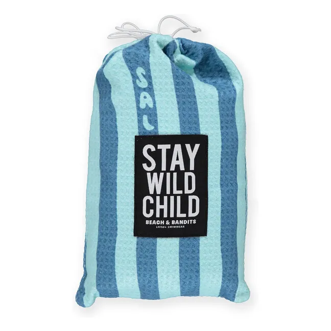 Poncho Salty Stripes Coton Organique | Bleu