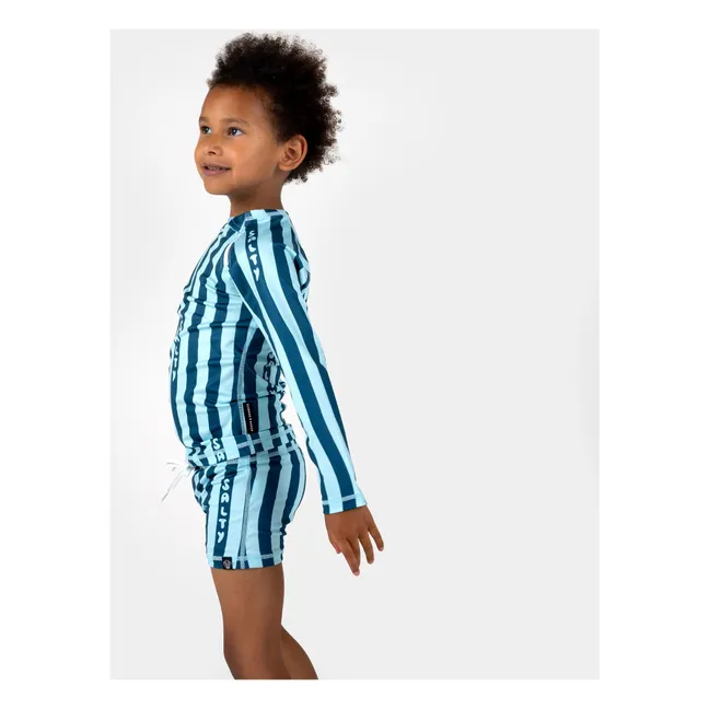 Short de Bain Anti-UV Salty Stripes Fibres Recyclées | Bleu marine
