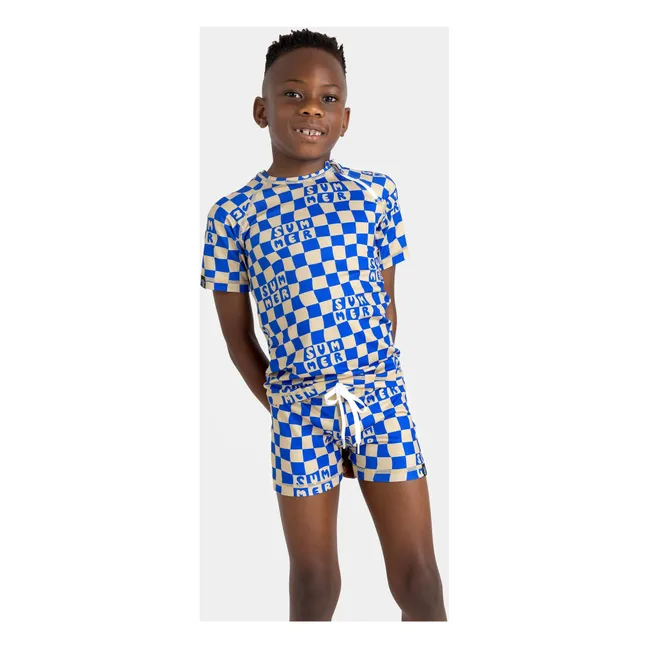 T-shirt Anti-UV Checkered Summer Fibres Recyclées | Bleu marine