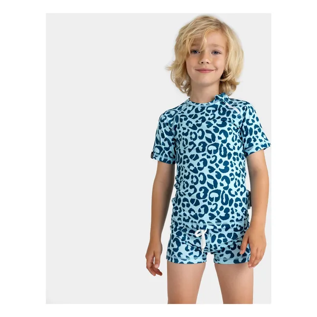 Ocean Leopard Anti-UV T-Shirt Recycelte Fasern | Blau