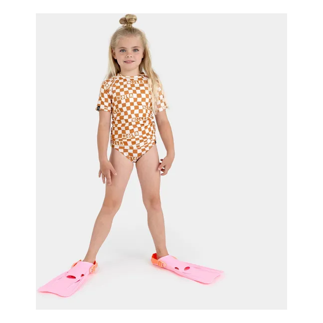 T-shirt Anti-UV Checkered Hola Fibres Recyclées | Ivoire