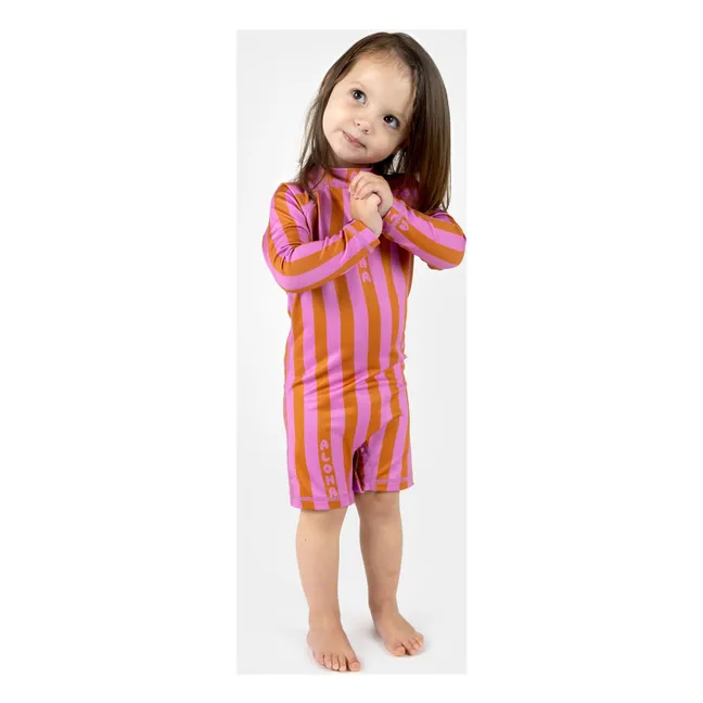 Aloha Stripes Tuta in fibre riciclate con protezione UV  | Rosa