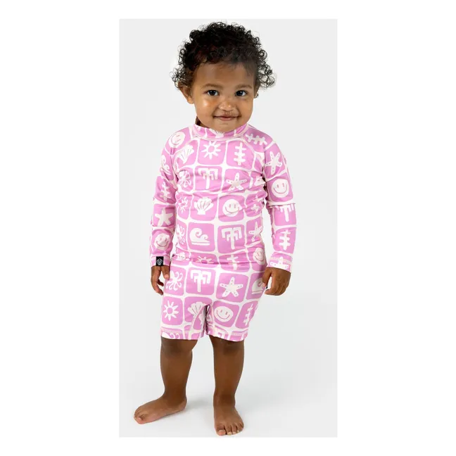 Combishort Anti-UV Sea Smiley Fibres Recyclées | Rose