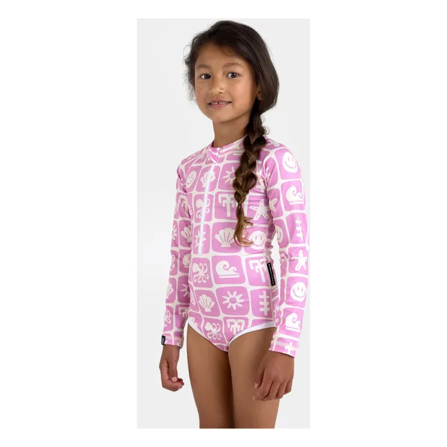 Maillot de Bain Anti-UV Sea Smiley Fibres Recyclées  | Rose