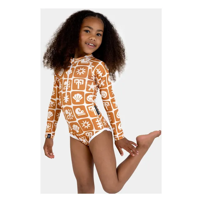 Maillot de Bain Anti-UV Sea Smiley Fibres Recyclées  | Rouille