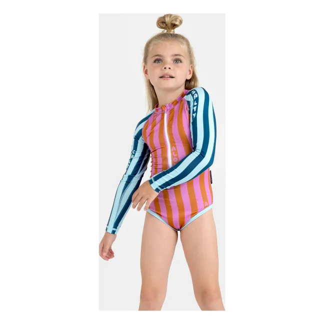 Badeanzug Anti-UV Salty Stripes Recycelte Fasern   | Navy
