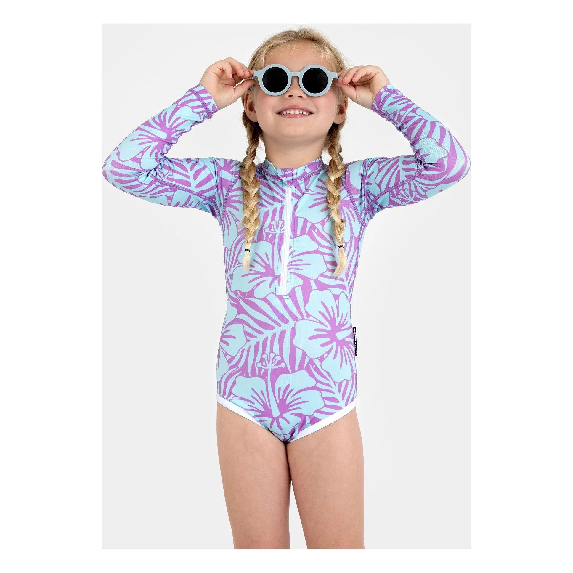 Maillot de Bain Anti-UV Hibiscus Fibres Recyclées  | Violet- Image produit n°1