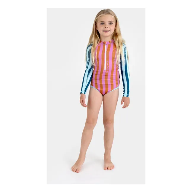 Badeanzug Anti-UV Salty Stripes Recycelte Fasern   | Navy