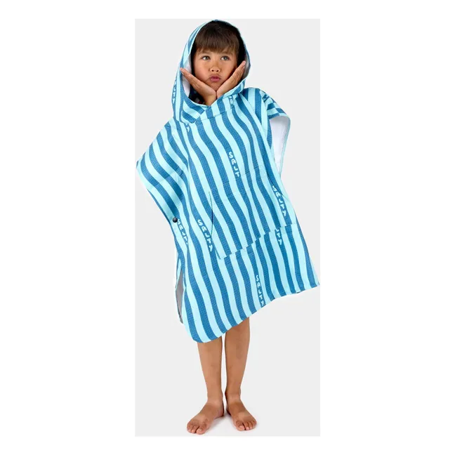 Poncho Salty Stripes Coton Organique | Bleu