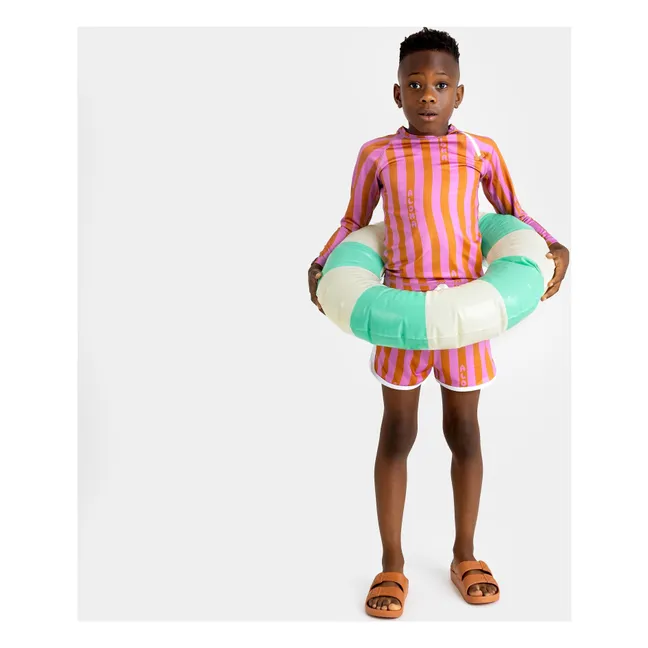 Short de Bain Anti-UV Aloha Stripes Trunk Fibres Recyclées | Rose