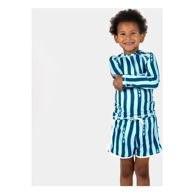 Short de Bain Anti-UV Salty Stripes Trunk Fibres Recyclées | Bleu marine