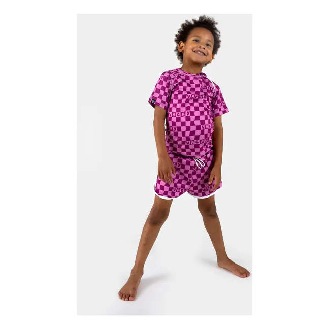 Short de Bain Anti-UV Checkered Vacay Trunk Fibres Recyclées | Rose fuschia