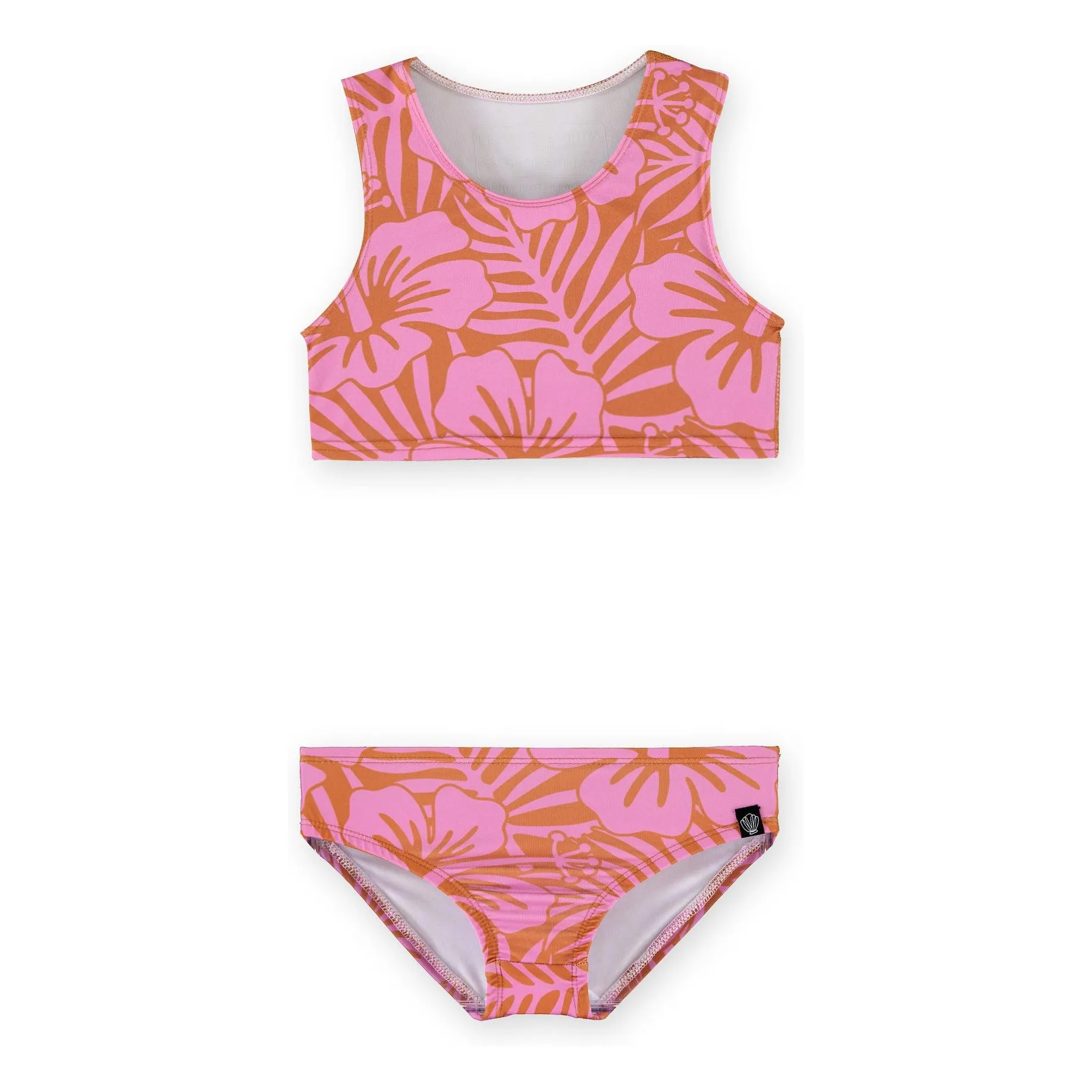 Maillot de Bain 2 Pièces Anti-UV Hibiscus Fibres Recyclées | Rose- Image produit n°0