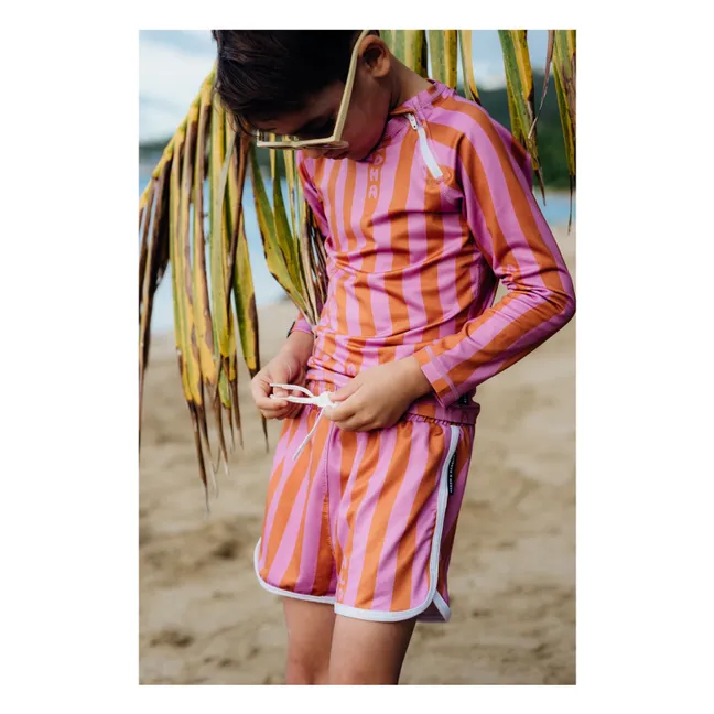 Aloha Stripes Trunk UV Protection Swim Shorts Recycled Fibers | Pink