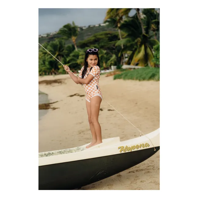 Maillot de Bain Anti-UV Checkered Hola Fibres Recyclées   | Crème